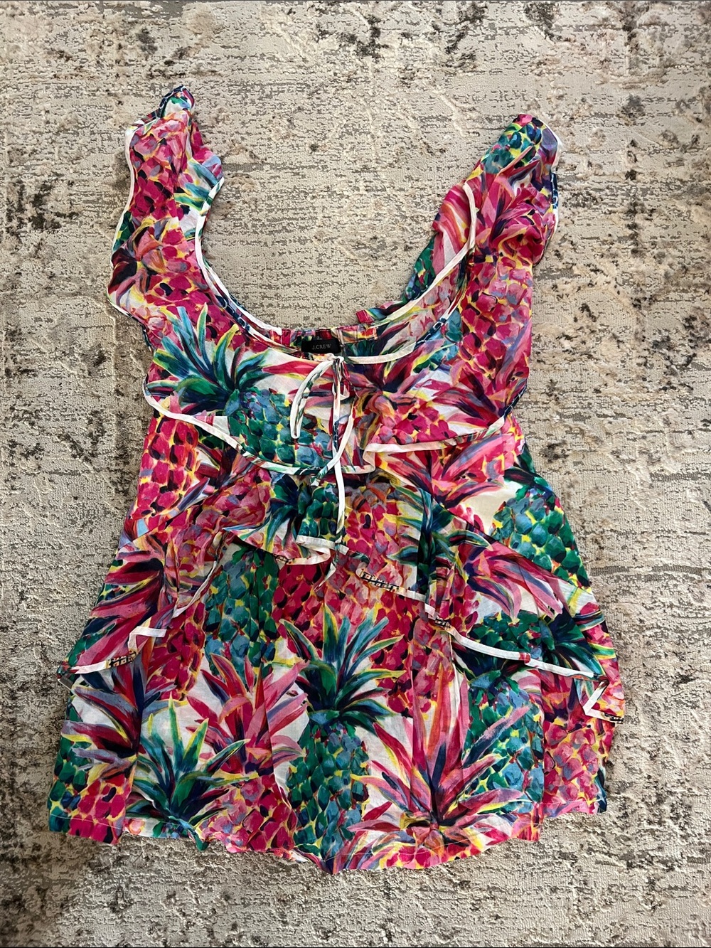 J. Crew Women’s Tropical Pineapple Ruffle Tank Top - Bright Multicolor